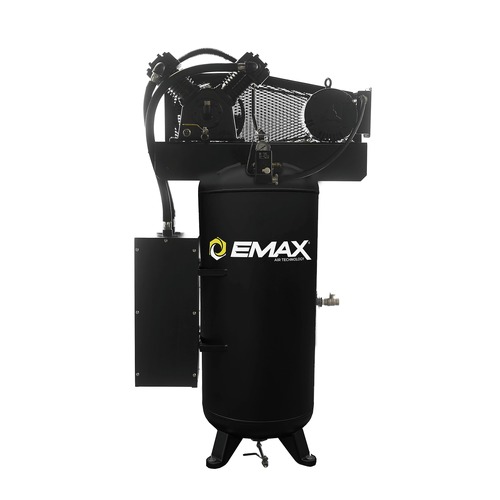 Stationary Air Compressors | EMAX ESS05V060V1 5 HP 60 Gallon Single Stage Single Phase 19 CFM Industrial 2-Cylinder Splash Lubricated Pump Electric SILENT Air Compressor image number 0