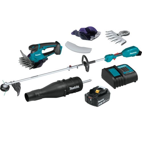 String Trimmers | Makita XUX02SM1X3XMU04Z-BNDL 18V LXT Cordless Couple Shaft Power Head with 13 in. String Trimmer & Blower Attachment and 6‑5/16 in. Cordless Grass Shear Bundle image number 0