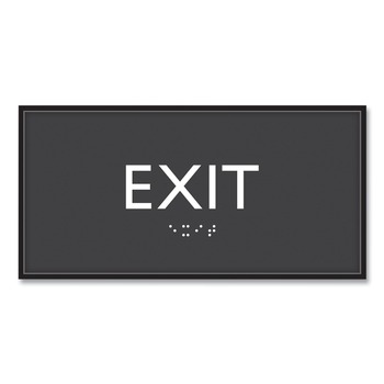 Headline Sign 4 in. x 8 in. Exit Plastic ADA Sign - Clear/White