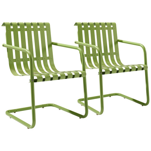 Save an extra 10% off this item! | Crosley Furniture CO1020-GR Gracie 2-Piece Stainless Steel Chair Set (Green) image number 0