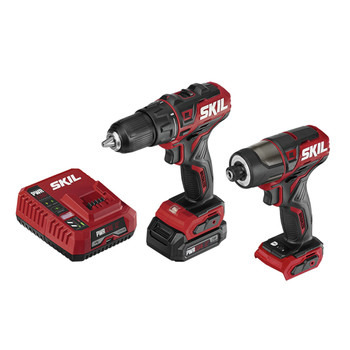 Skil CB742901 PWRCore 12 12V Brushless Lithium-Ion Cordless 1/2 in. Drill Driver / Hex 1/4 in. Impact Driver Combo Kit (2 Ah)