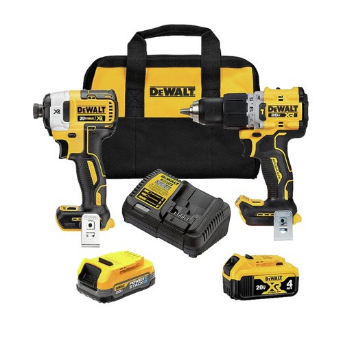 Combo Kits | Factory Reconditioned Dewalt DCK249E1M1R 20V MAX XR Brushless Lithium-Ion 1/2 in. Cordless Hammer Drill Driver and Impact Driver Combo Kit with (1) 1.7 Ah and (1) 4 Ah Battery image number 0