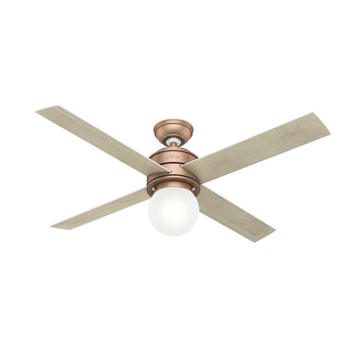 Hunter 59330 52 In Hepburn Satin Copper Ceiling Fan With Light Kit And Wall Control