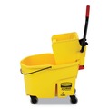 Mop Buckets | Rubbermaid Commercial FG618688YEL WaveBrake 44 Quart Plastic Side Press Bucket and Wringer with Drain - Yellow image number 1