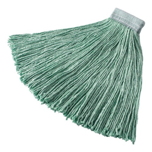 Mops | Rubbermaid Commercial FGF13700GR00 24 oz. Non-Launderable Cotton/Synthetic Cut-End Wet Mop Heads - Green image number 0