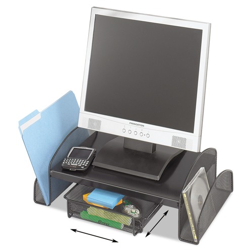 Office Jansan | Safco 2159BL Onyx 19.25 in. x 11.25 in. x 6.25 in. Mesh Monitor Stand - Black image number 0