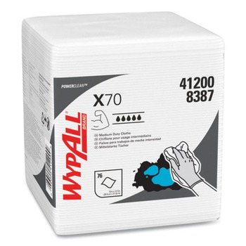 WypAll 41200 12-1/2 in. x 12 in. 1/4 Fold X70 Cloths - White (76/Pack 12 Packs/Carton)