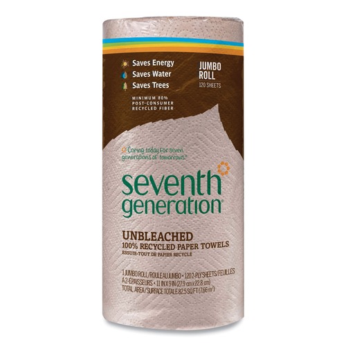 Paper Towels and Napkins | Seventh Generation SEV 13720 100% Recycled 11 in. x 9 in. 2-Ply Paper Kitchen Towel Rolls - Brown (120/Roll, 30 Rolls/Carton) image number 0