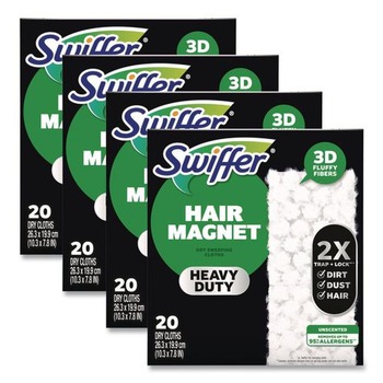 Swiffer 10.3 in. x 7.8 in. Heavy-Duty Dry Refill Cloths - White (80/Carton)