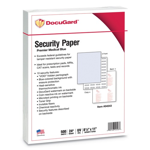 Office Jansan | DocuGard 04543 8.5 in. x 11 in. Medical Security Papers - Blue (500/Ream) image number 0