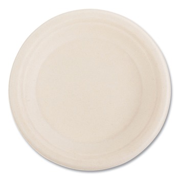 Boardwalk BWKPLATEWF6NPFA 6 in. Bagasse PFAS-Free Dinnerware Plate - Tan (1000/Carton)