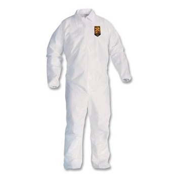 Ansell A40 Coveralls with Zipper Front and Elastic Wrists and Ankles - Medium/White (25/Carton)