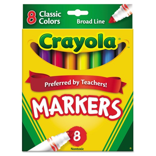 Office Jansan | Crayola 587708 Broad Bullet Tip Non-Washable Marker - Assorted Classic Colors (8/Set) image number 0
