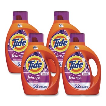 Tide Plus Febreze 84 oz. Bottle HE Liquid Laundry Detergent - Spring and Renewal (4/Carton)