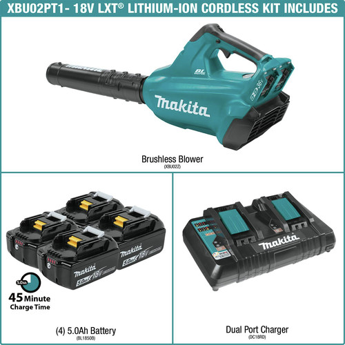 Makita xbu02pt1 cordless brushless blower kit 18v x2 sale lxt with 4