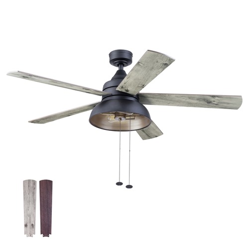 Ceiling Fans | Prominence Home 51659-45 52 in. Brightondale Industrial Style Indoor Outdoor LED Ceiling Fan with Light - Matte Black image number 0