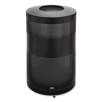 Rubbermaid Commercial 51 gal. Classics Perforated Steel Open Top Receptacle - Black