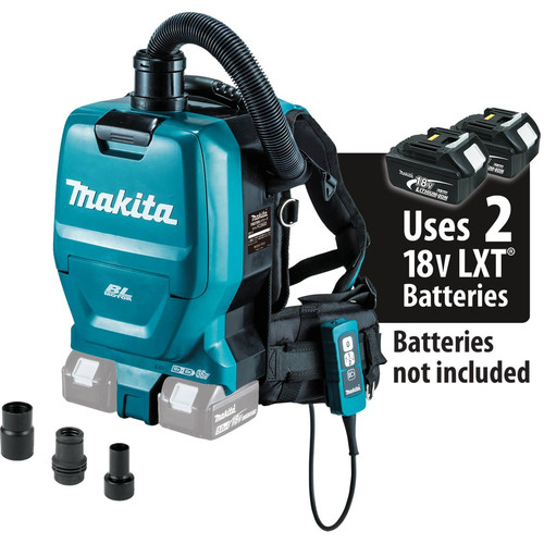Backpack Vacuums | Makita XCV05ZX 18V X2 LXT Lithium-Ion (36V) Brushless Cordless 1/2 Gallon HEPA Filter Backpack Dry Dust Extractor/Vacuum with Adapters (Tool Only) image number 0