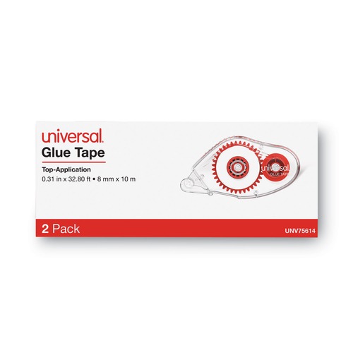 Customer Appreciation Sale - Save up to $60 off | Universal UNV75614 0.38 in. x 32.83 ft. 2-Sided Adhesive Tape Rollers - Clear Dry (2-Piece/Pack) image number 0