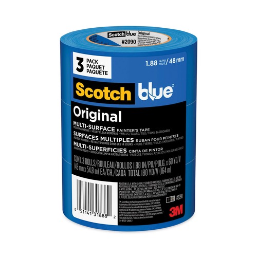  | 3M 2090-48EVP 1.88 in. x 60 Yards Original Multi-Surface 3 in. Core Painter's Tape - Blue (3/Pack) image number 0