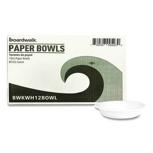Bowls and Plates | Boardwalk CB12B1008125A 12 oz Paper Dinnerware Bowl - White (1000/Carton) image number 0