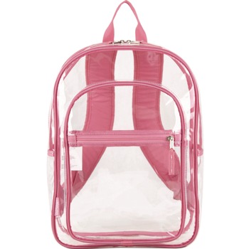 Eastsport 11.5 in. x 5 in. x 16.5 in. Clear with Color Trim Backpack - Clear/Pink