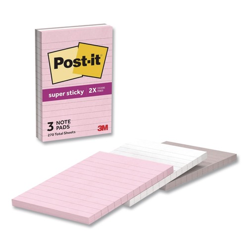 Notebooks & Pads | Post-it Notes Super Sticky 660-3SSNE 4 in. x 6 in. 90-Sheet Note Ruled Pads in Simply Serene Colors - Assorted Colors image number 0