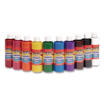 Cra-Z-Art Washable Tempera Paint, 10 Assorted Colors, 8 oz Bottle, 10/Pack