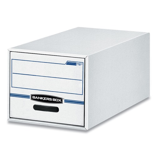  | Bankers Box 00722 16.75 in. x 19.5 in. x 11.5 in. STOR/DRAWER Basic Space-Savings Storage Drawers for Legal Files - White/Blue (6/Carton) image number 0