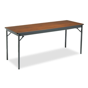 Barricks CL2472-WA 72 in. x 24 in. x 30 in. Special Size Rectangular Folding Table - Walnut/Black