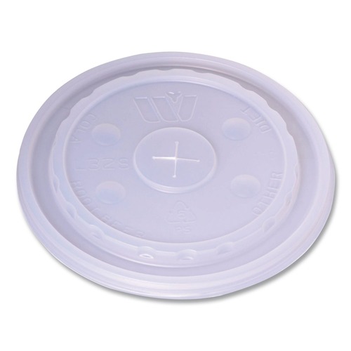 Food Trays, Containers, and Lids | WinCup 221936 Slotted Plastic Lids for 32 oz to 64 oz Cold Cups and Bowls - Translucent (1000/Carton) image number 0