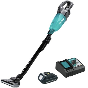 Makita 18V LXT Lithium-Ion Brushless 4-Speed Cordless Compact Stick Vacuum Kit with Push Button (2 Ah)