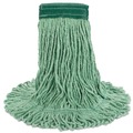 Mops | Boardwalk BWK502GNCT 5 in. Headband, Cotton/Synthetic Fiber, Super Loop Wet Mop Head - Medium, Green (12/Carton) image number 0