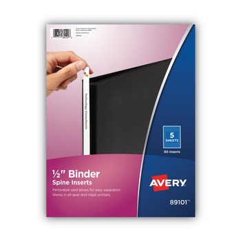Avery 0.5 in. Spine Width Binder Spine Inserts (16 Inserts/Sheet, 5 Sheets/Pack)