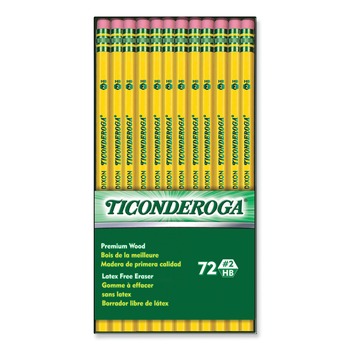 Ticonderoga HB (#2) Pencils - Black Lead, Yellow Barrel (72/Pack)