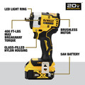 Impact Wrenches | Dewalt DCF911P2 20V MAX Brushless Lithium-Ion 1/2 in. Cordless Impact Wrench with Hog Ring Anvil Kit with 2 Batteries (5 Ah) image number 4