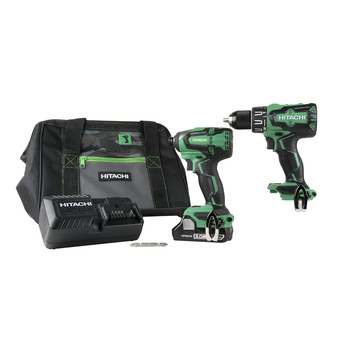 Hitachi 18V Cordless Brushless Lithium Ion Hammer Drill Impact Driver Combo Kit