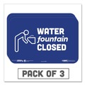 Floor Signs | Tabbies 29515 BeSafe 9 in. x 6 in. "Water Fountain Closed" Wall Signs - Blue/White (3/Pack) image number 1