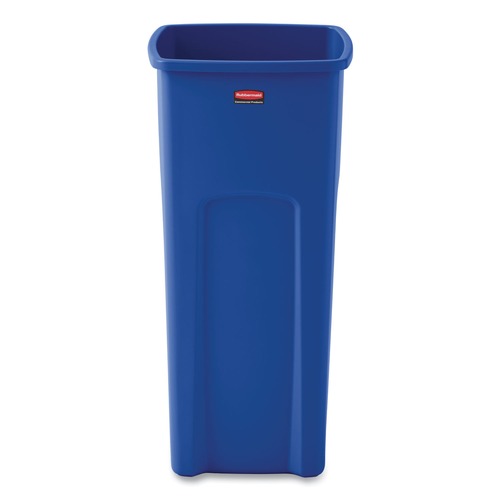 Trash & Waste Bins | Rubbermaid Commercial FG356973BLUE 23 Gallon Plastic Recycled Untouchable Square Recycling Container - Blue image number 0