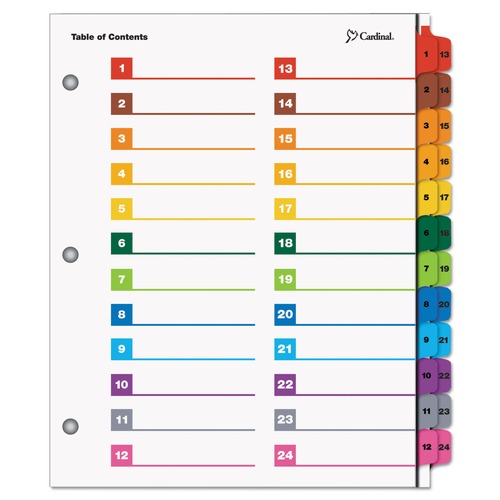 Office Jansan | Cardinal 60960 OneStep 24 Tab 1 to 24 Double Column Printable Table of Contents and Dividers - White image number 0