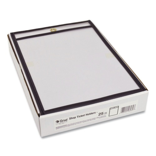 Sheet Protectors | C-Line 46058 Super Heavy-Duty Top Load 5 in. x 8 in. Insert Stitched Shop Ticket Holders - Clear Front, Black Border (25/Box) image number 0