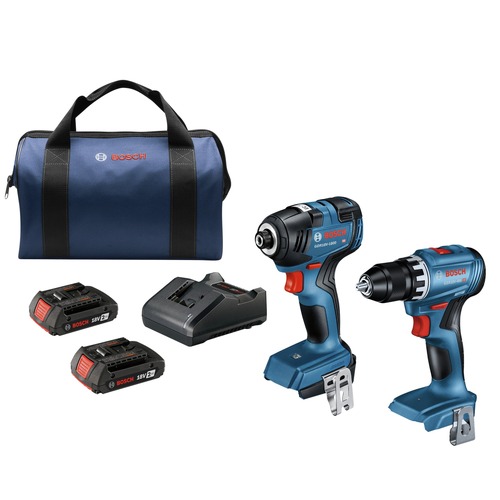 Combo Kits | Factory Reconditioned Bosch GXL18V-27B22-RT 18V Brushless Lithium-Ion 1/4 in. Hex Cordless Impact Driver and 1/2 in. Drill Driver Combo Kit (2 Ah) image number 0