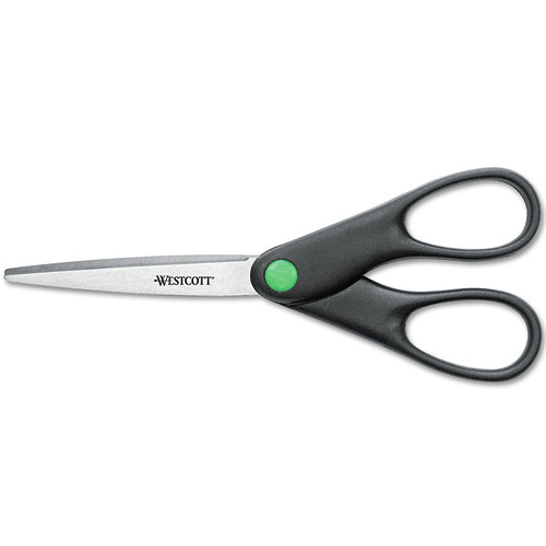 Office Jansan | Westcott 44218 7 in. Long 2.75 in. Cut Length KleenEarth Scissors - Straight Black Handle image number 0
