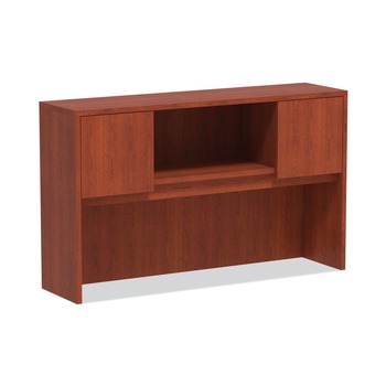Alera ALEVA286015MC Valencia Series 58.88 in. x 15 in. x 35.38 in. 4-Compartment Hutch with Doors - Medium Cherry