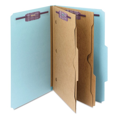 Office Jansan | Smead 19081 Pressboard Six-Section Top Tab Classification Folders - Legal, Blue (10/Box) image number 0