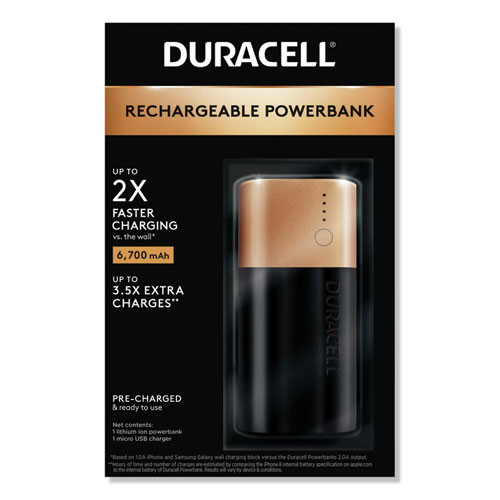 Battery Chargers | Duracell DMLIONPB2 Compact Lithium-Ion Rechargeable 2 Day 6700 mAh Cordless Powerbank image number 0