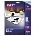 Office Jansan | Avery 16154 8.5 in. x 11 in. 65 lbs. Cover Weight 97 Bright Printable Tickets w/Tear-Away Stubs - White (200/Pack) image number 0