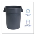 Trash & Waste Bins | Boardwalk 3485198 32 gal. Linear-Low-Density Polyethylene Round Waste Receptacle - Gray image number 3