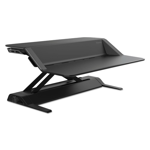 Office Jansan | Fellowes Mfg Co. 0007901 Lotus 32.75 in. x 24.25 in. x 5.5 in. to 22.5 in. Sit-Stands Workstation - Black image number 0