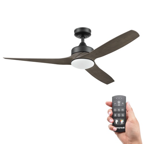 Ceiling Fans | Honeywell 51853-45 52 in. Remote Control Indoor Outdoor Ceiling Fan with Color Changing LED Light - Charcoal Brown/Black image number 0